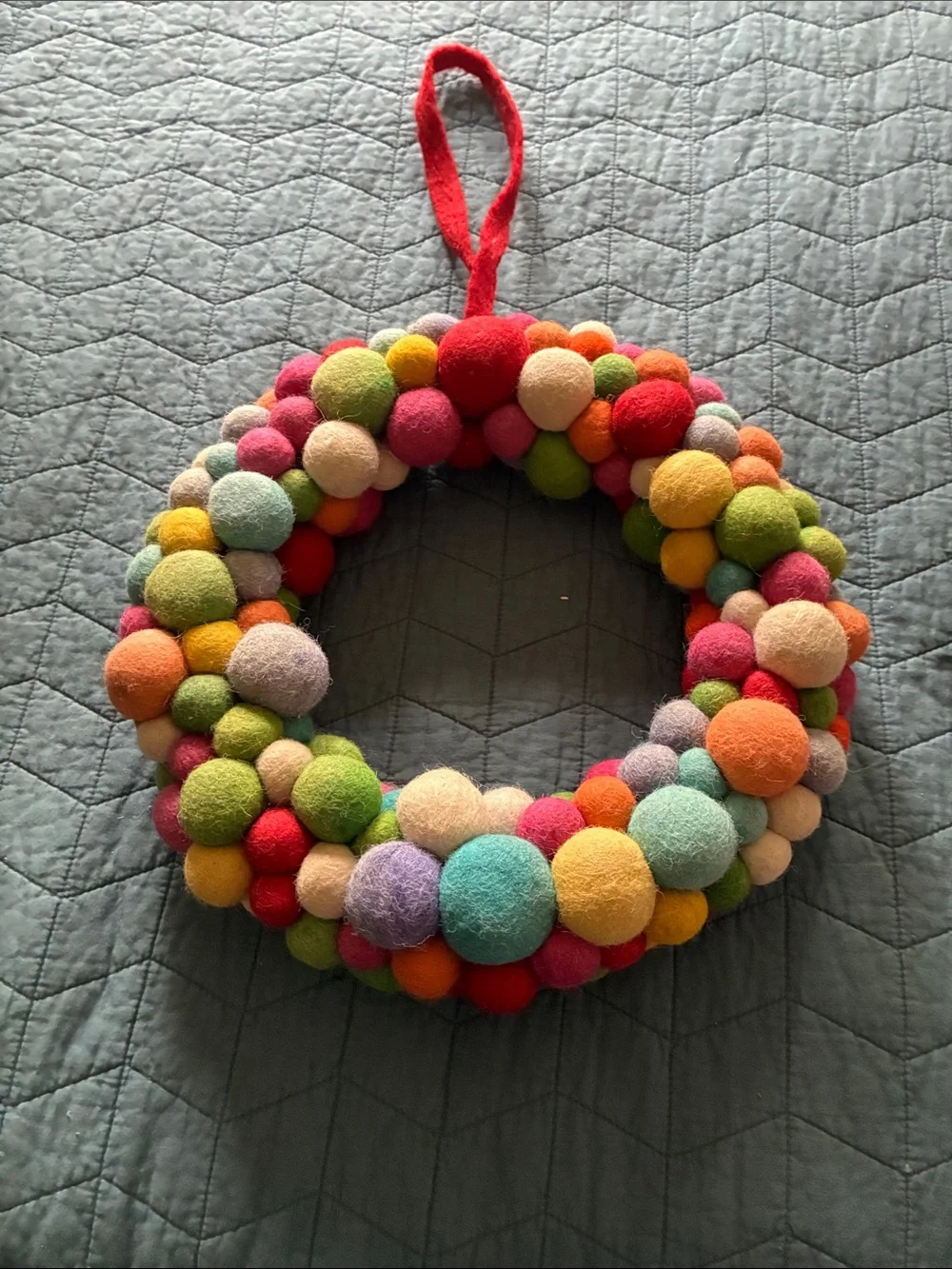 Multicolor Felt Ball Door Wreath
